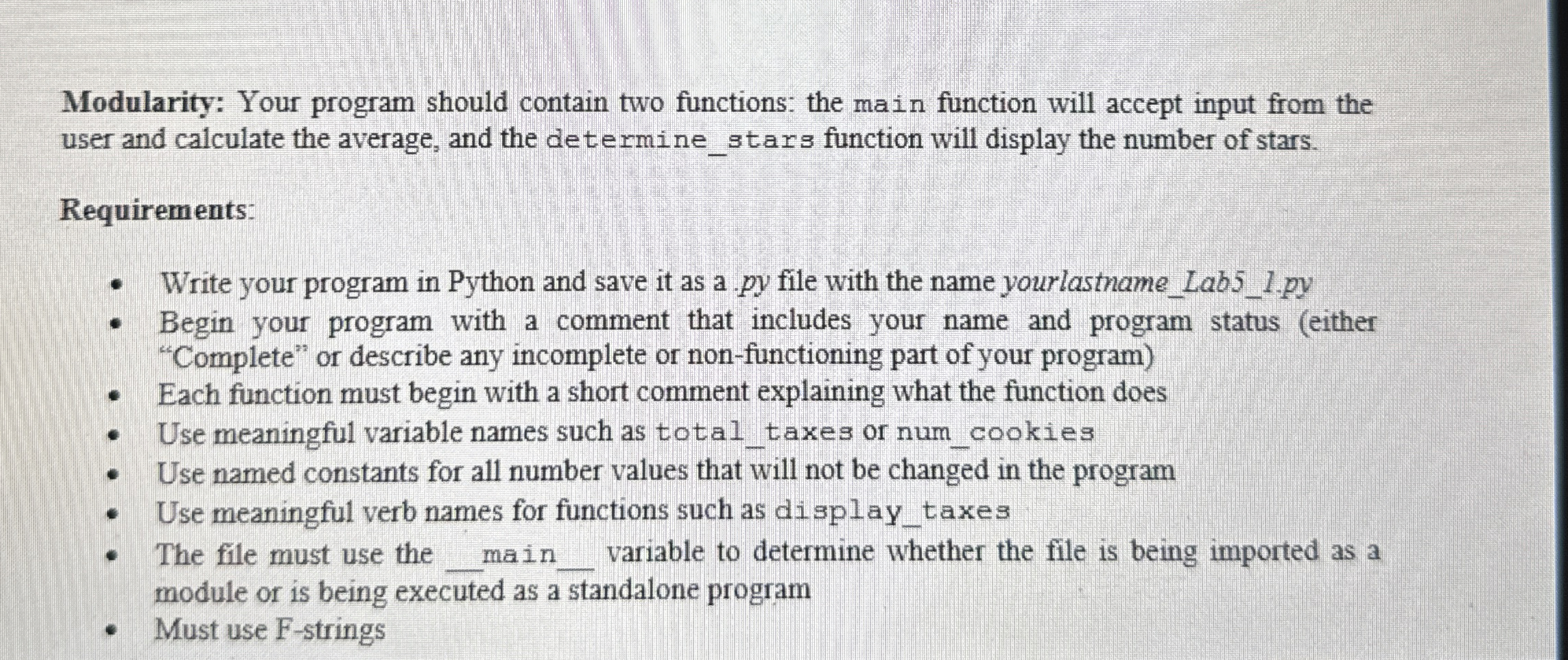 COSC 1 3 3 6 , Programming Fundamentals I