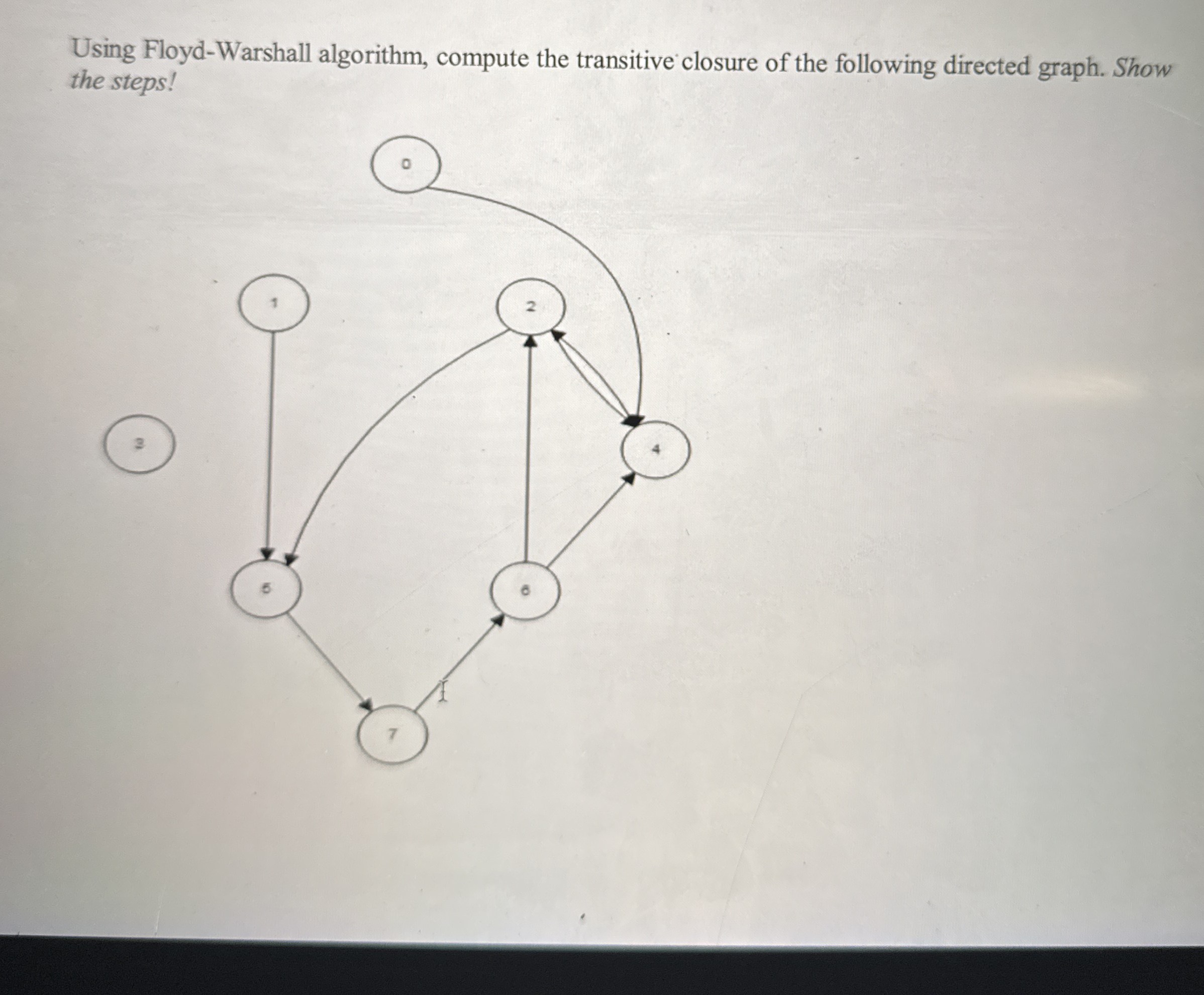 Using Floyd - Warshall algorithm, compute the