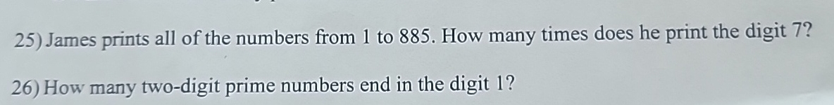 James prints all of the numbers from 1 to 8 8 5 .