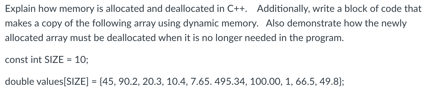 Explain how memory is allocated and deallocated