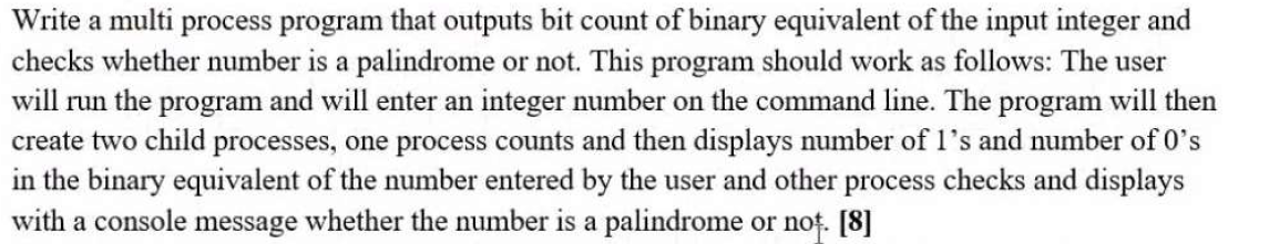 Write a multi process program that outputs bit