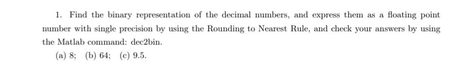 Find the binary representation of the decimal