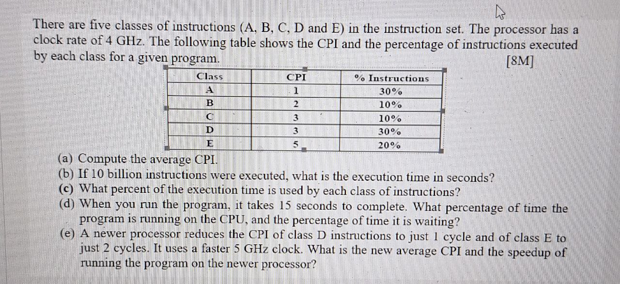 There are five classes of instructions ( A , B ,