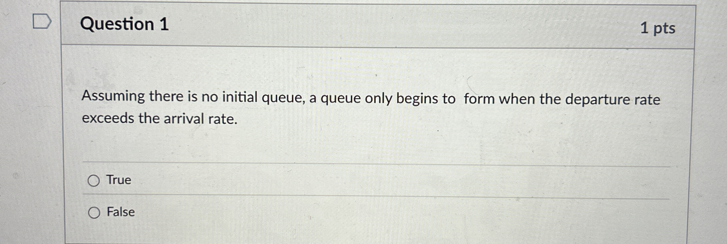 Question 1 Assuming there is no initial queue, a