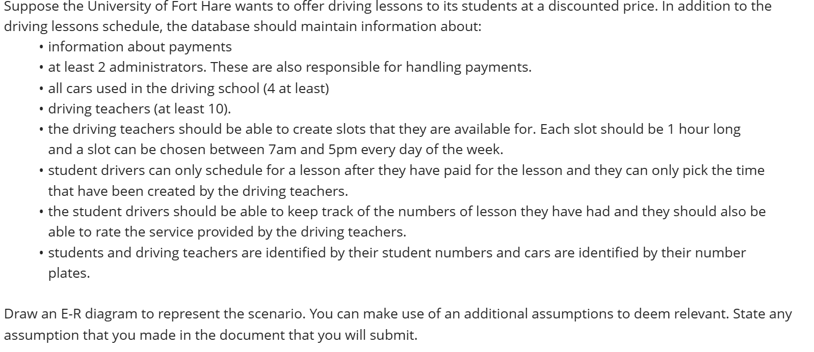 Suppose the University of Fort Hare wants to