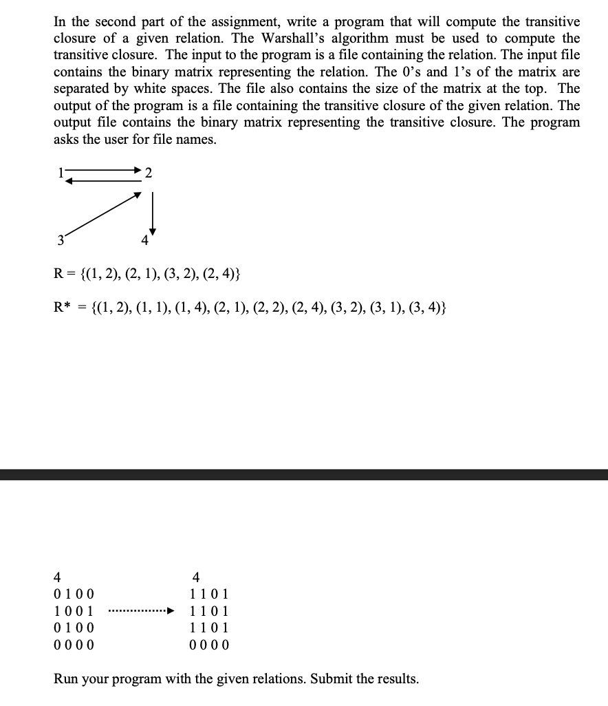 In the second part of the assignment, write a