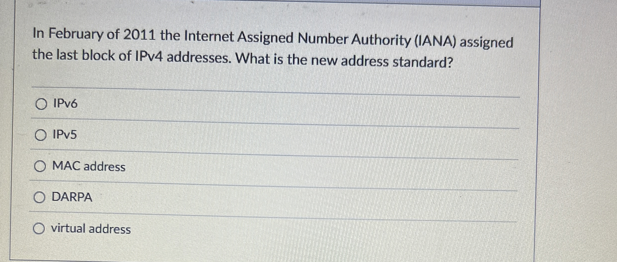 In February of 2 0 1 1 the Internet Assigned