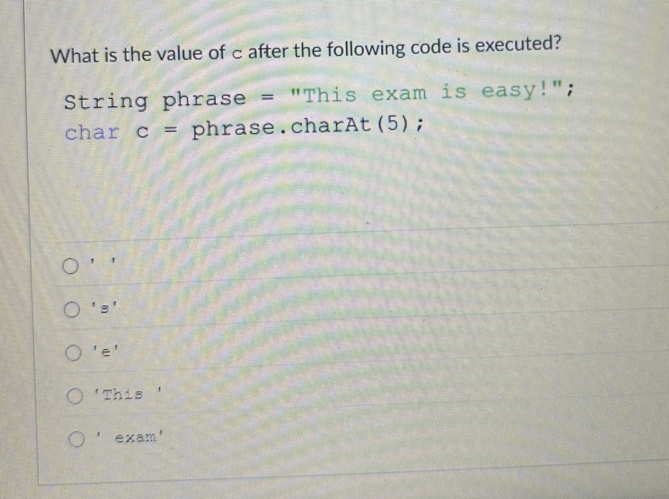What is the value of c after the following code