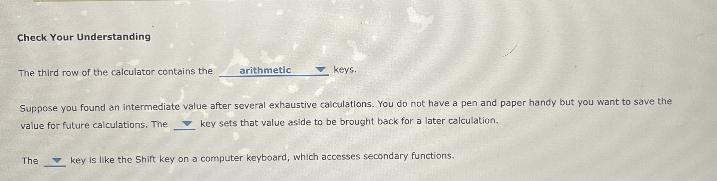 Check Your Understanding The third row of the