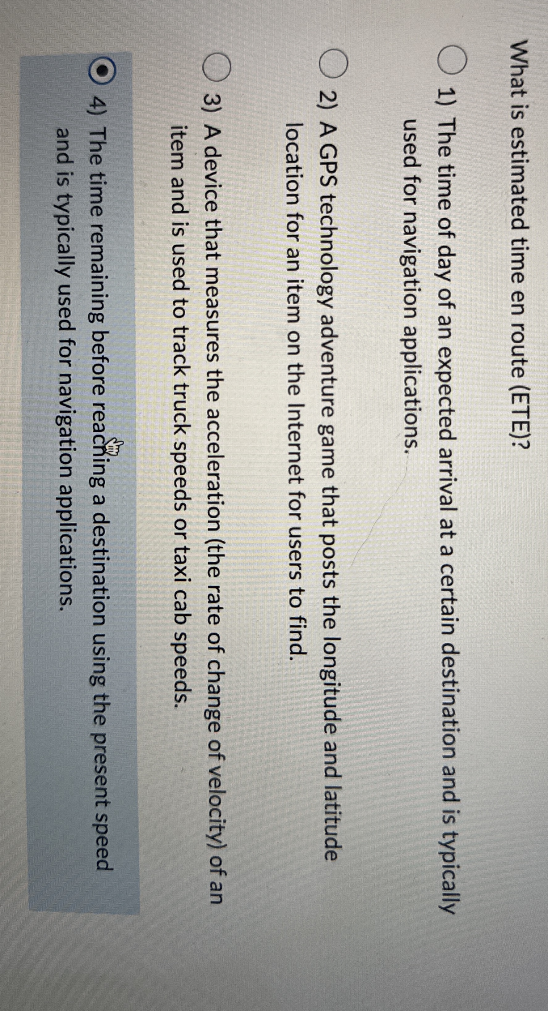 What is estimated time en route ( ETE ) ? The