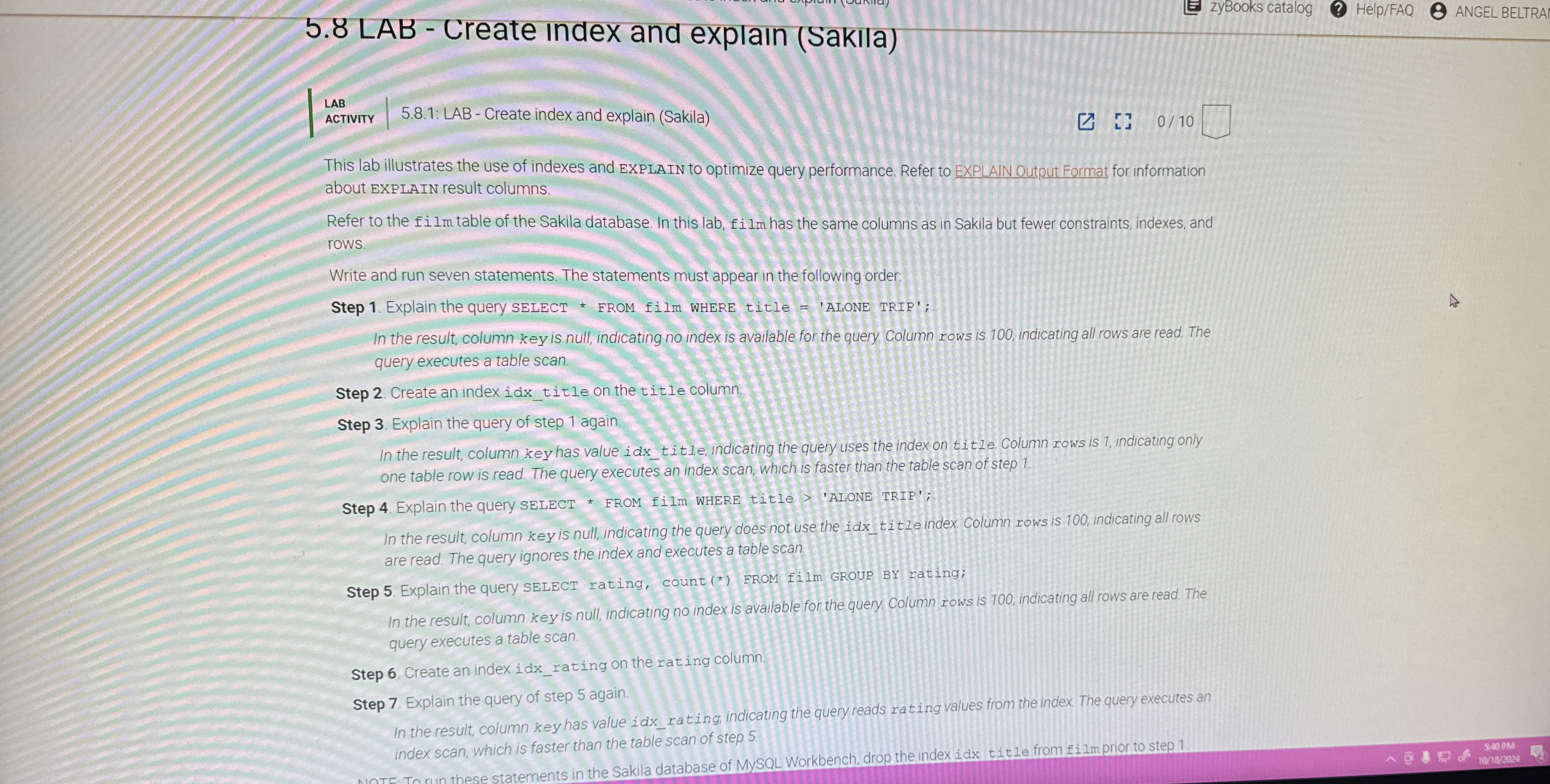 zyBooks catalog Help / FAQ ANGEL BELTRA 5 . 8 LAB