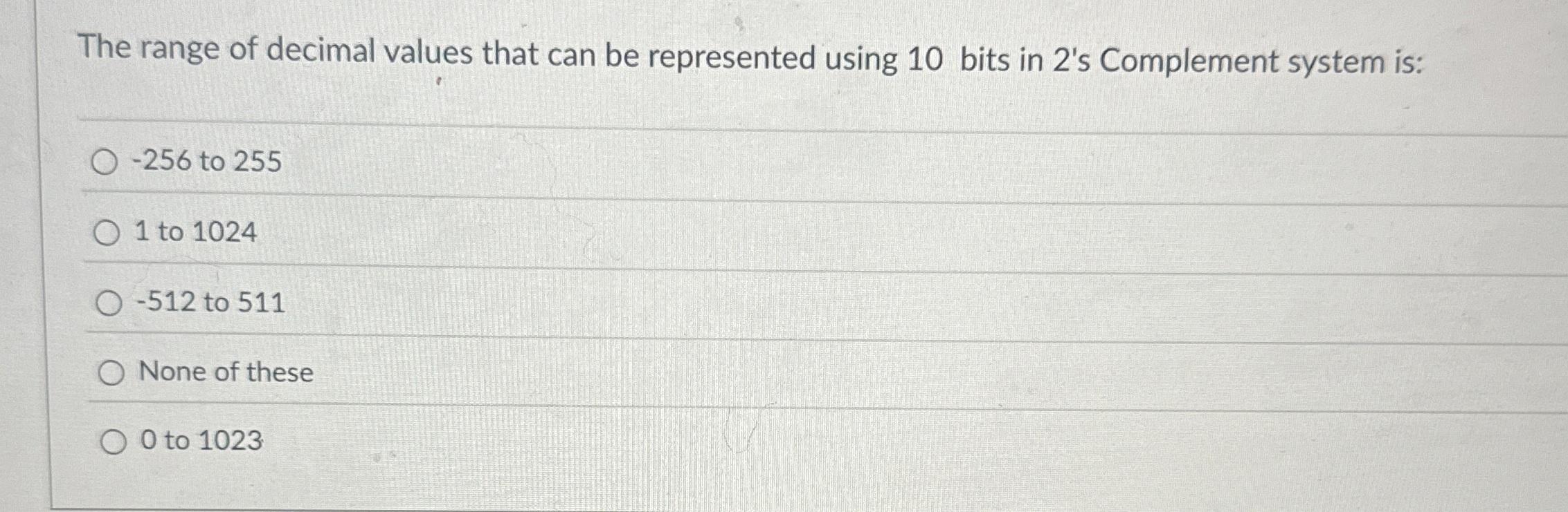 The range of decimal values that can be