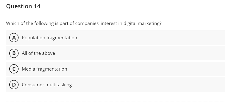 Question 1 4 Which of the following is part of
