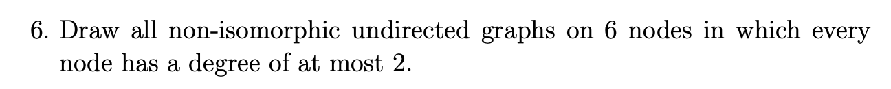 6 . Draw all non - isomorphic undirected graphs