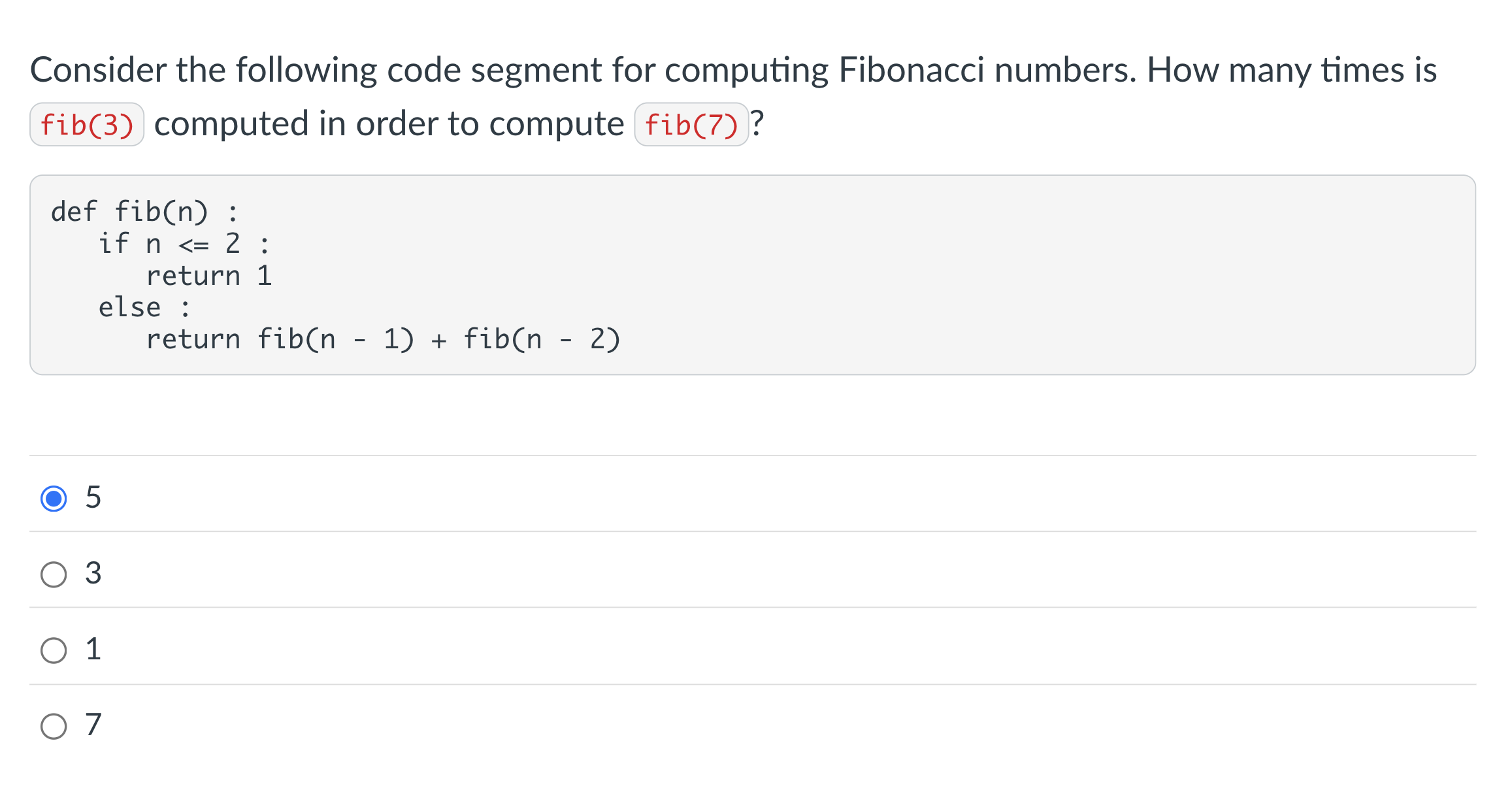 Consider the following code segment for computing