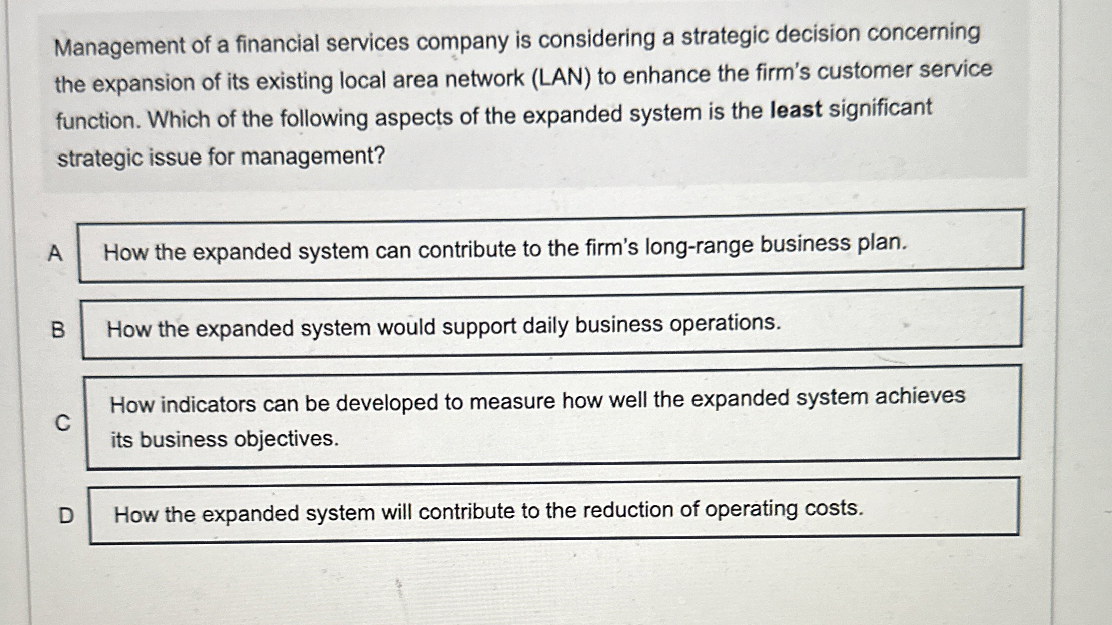 Management of a financial services company is