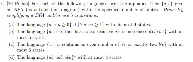 [ 2 0 Points ] For each of the following