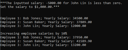 Using * * * The inputted salary: - 5 0 0 0 . 0 0