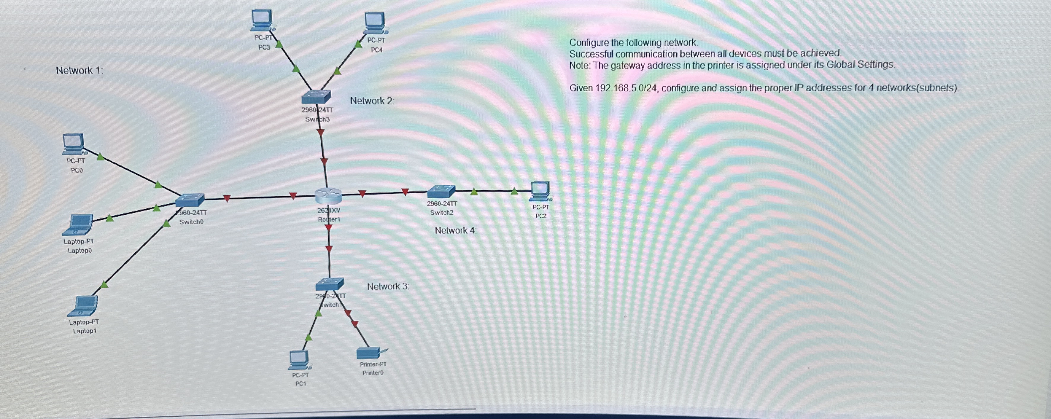 Configure the following network. Successful
