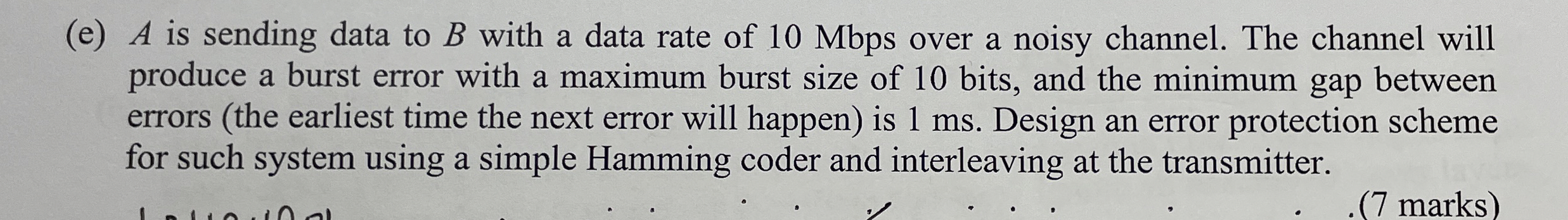 ( e ) A is sending data to B with a data rate of