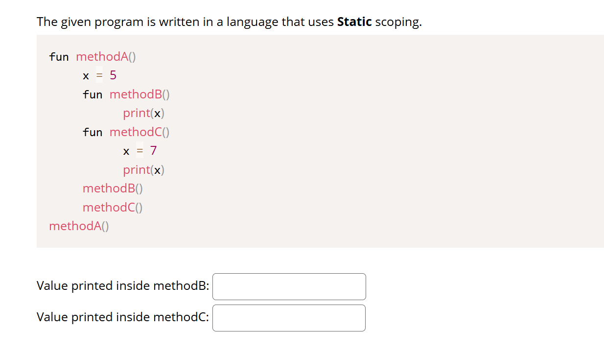 The given program is written in a language that