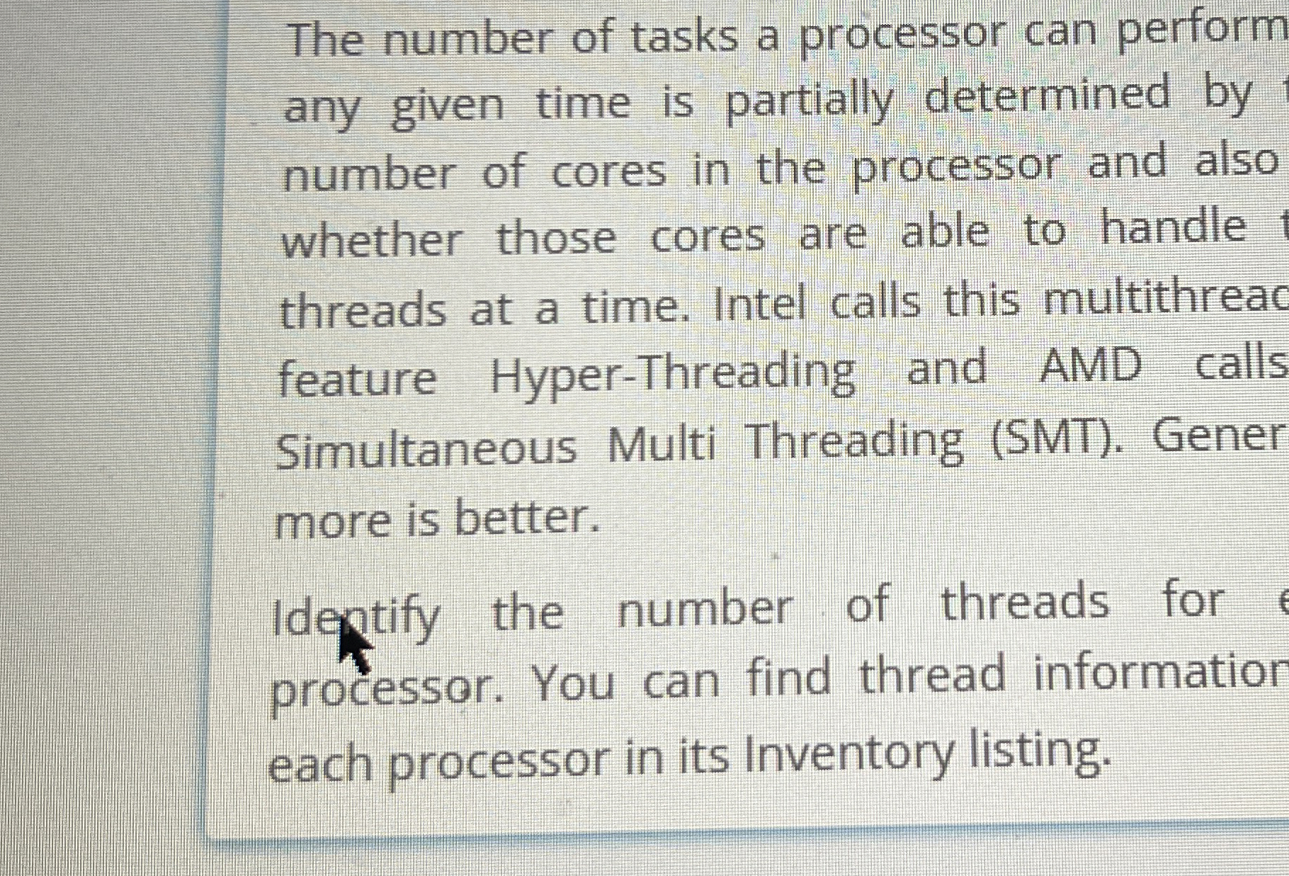 The number of tasks a processor can perform any
