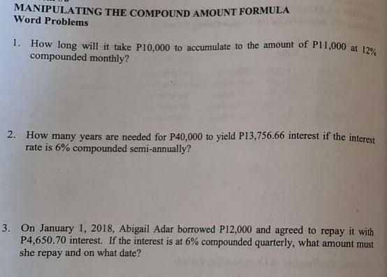 MANIPULATING THE COMPOUND AMOUNT FORMULA Word