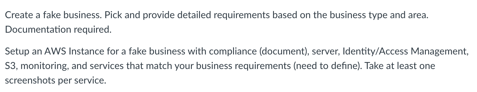 Create a fake business. Pick and provide detailed