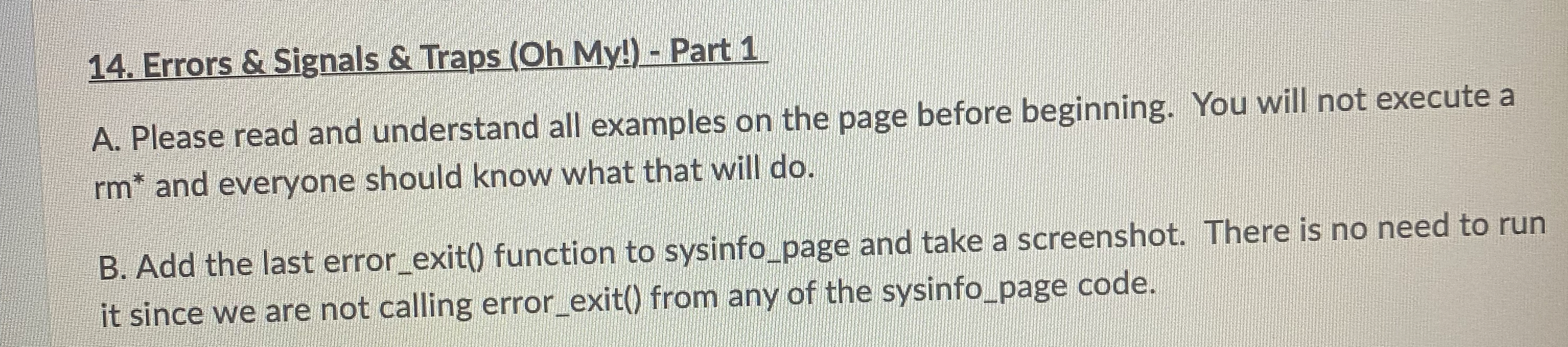 Errors & Signals & Traps ( Oh My ! ) - Part 1 A .