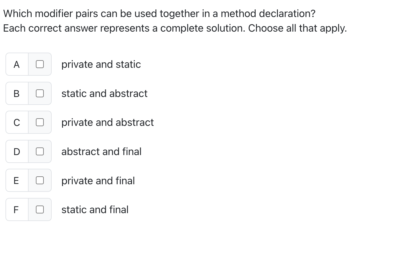 Which modifier pairs can be used together in a