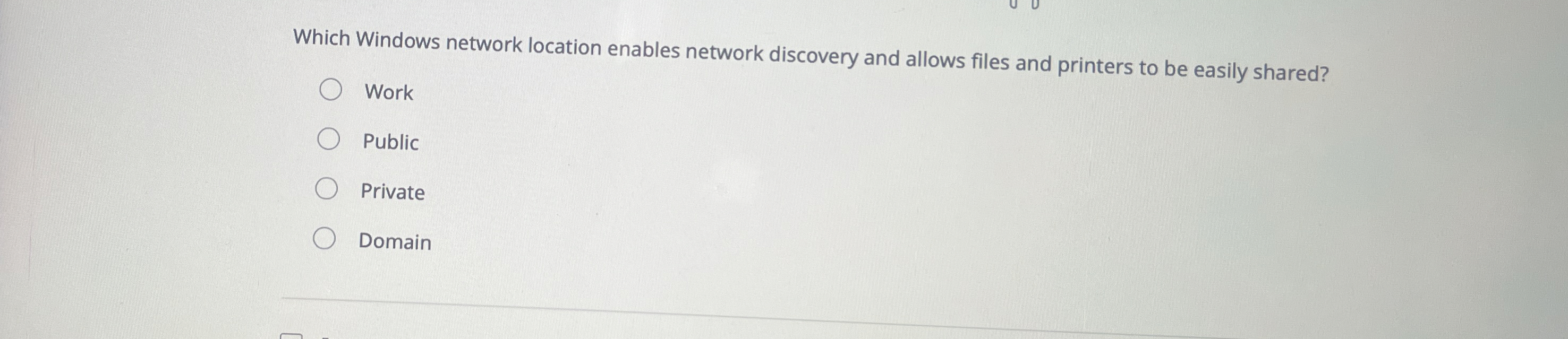 Which Windows network location enables network