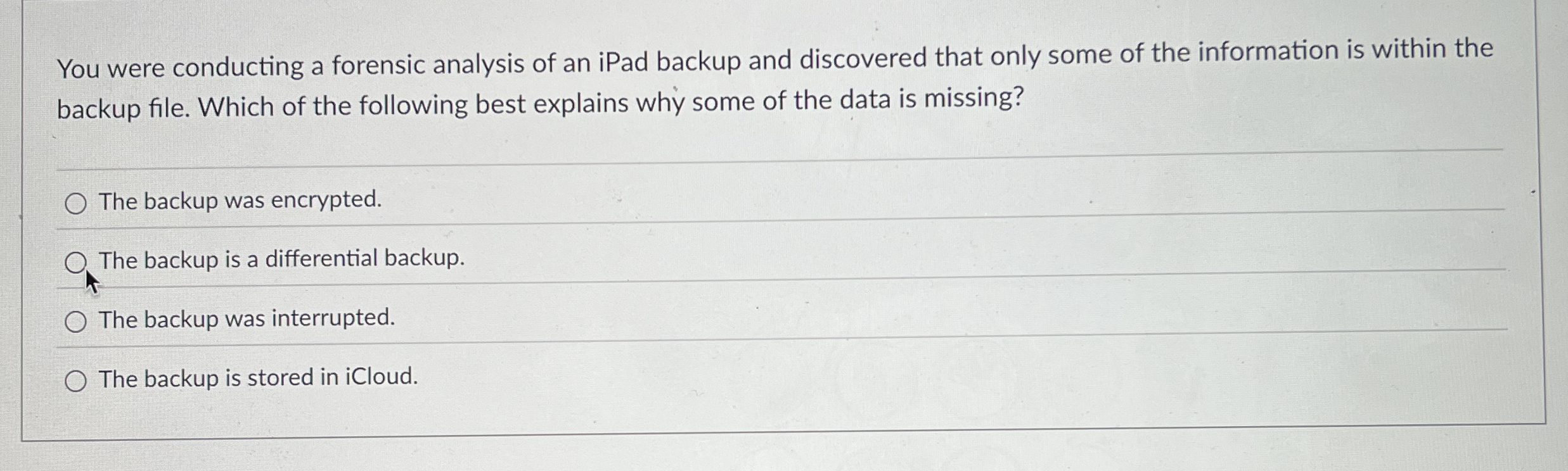 You were conducting a forensic analysis of an