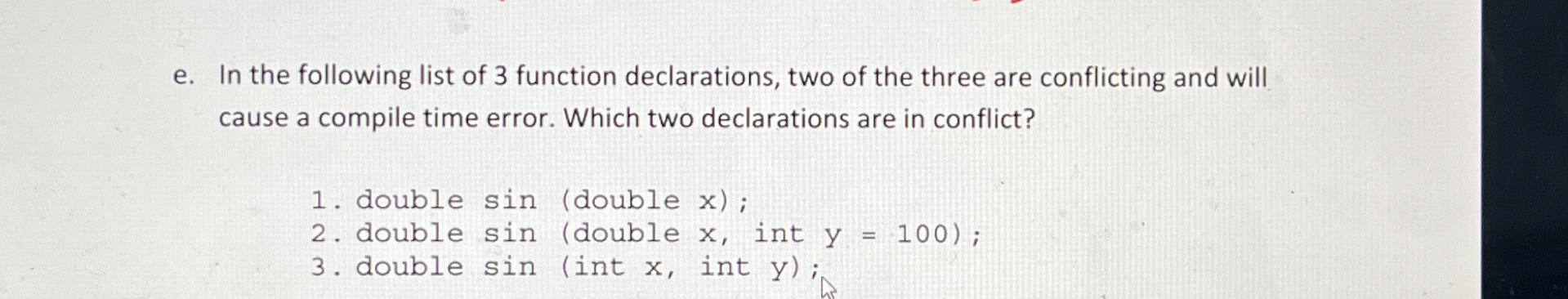 e . In the following list of 3 function