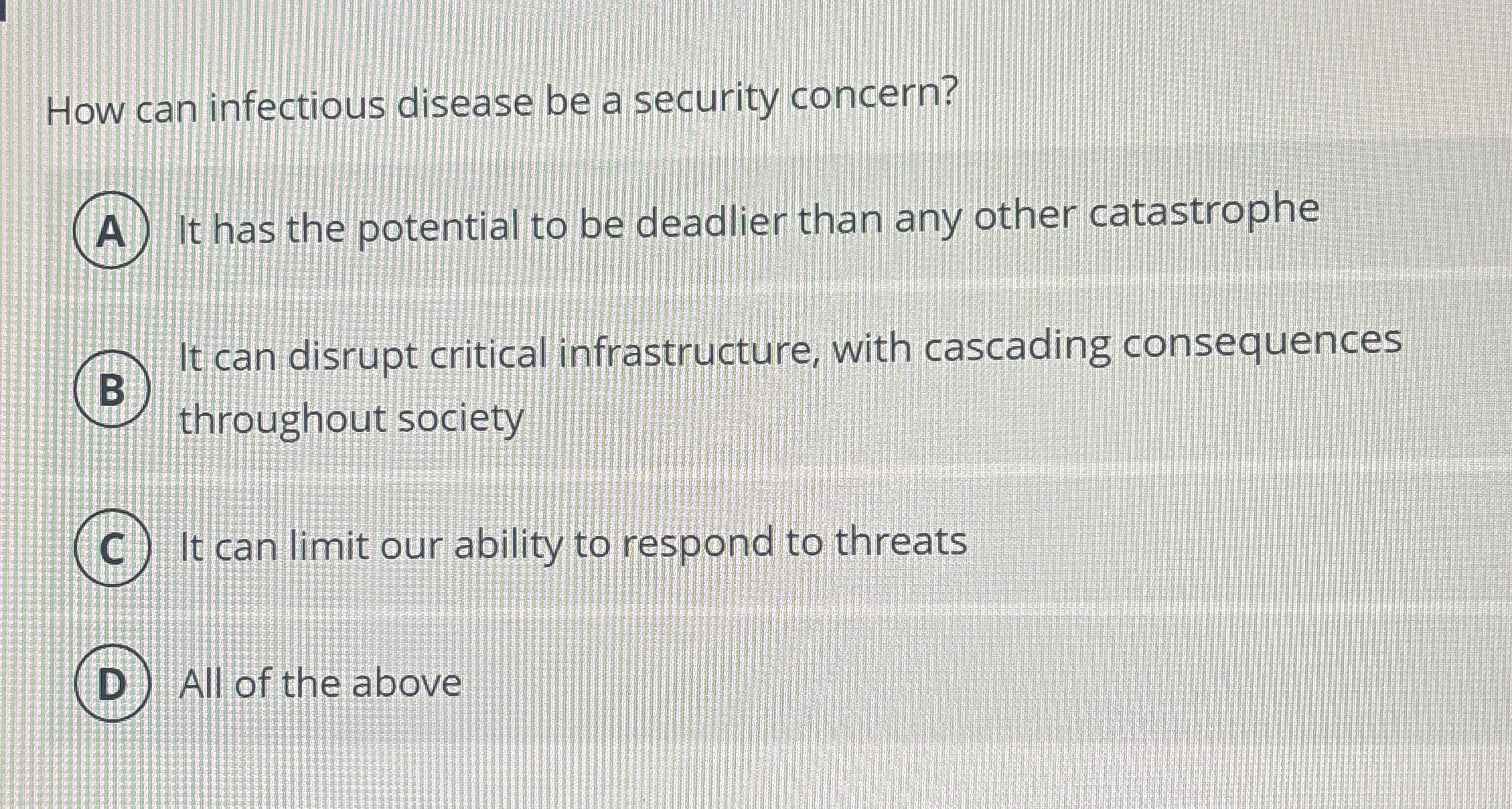 How can infectious disease be a security concern?