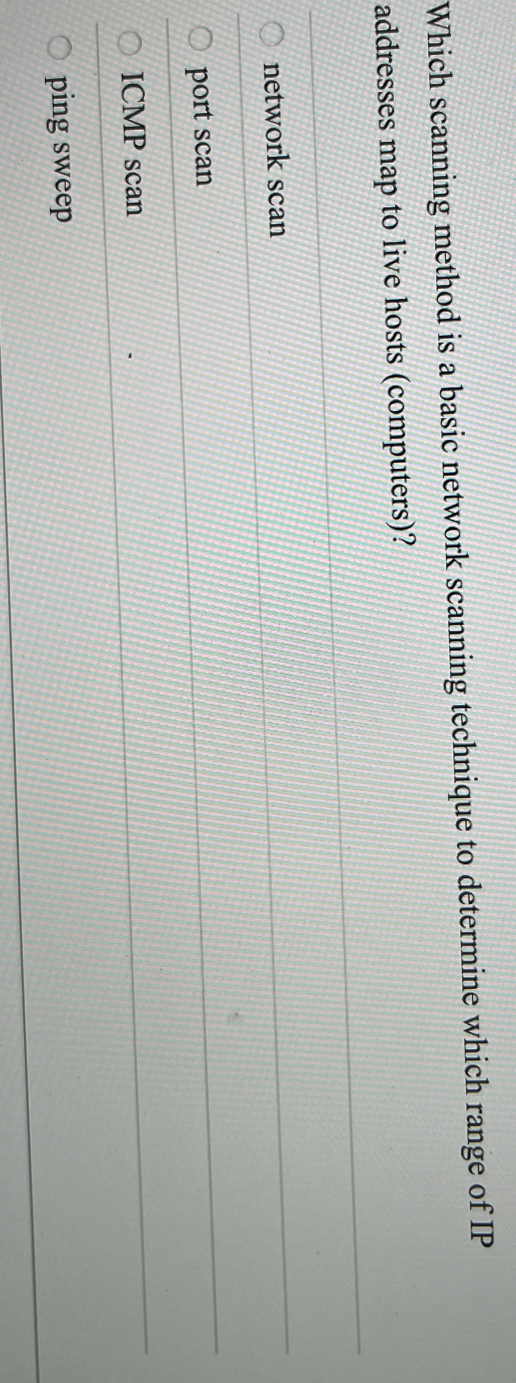Which scanning method is a basic network scanning