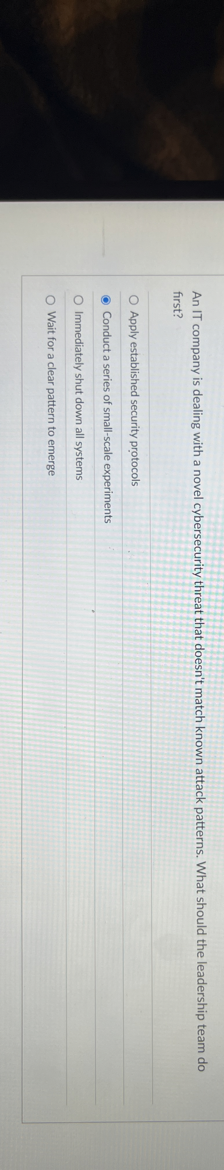 An IT company is dealing with a novel