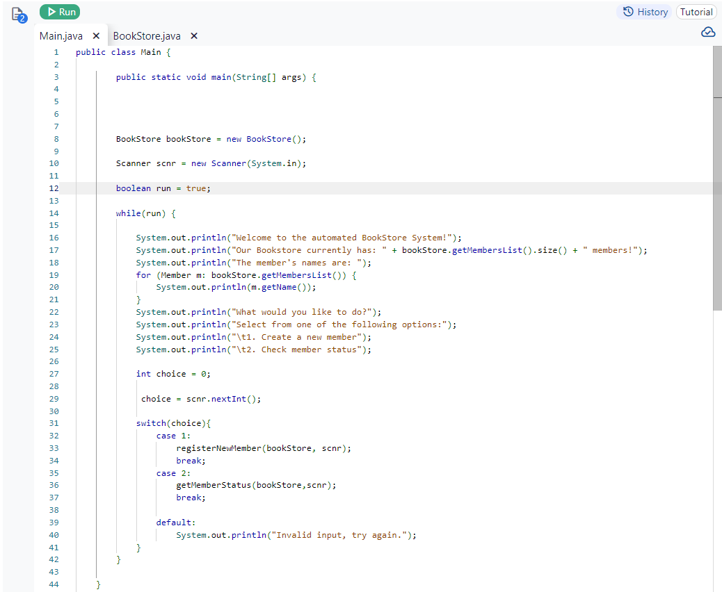Examine the provided Bookstore class. Currently,