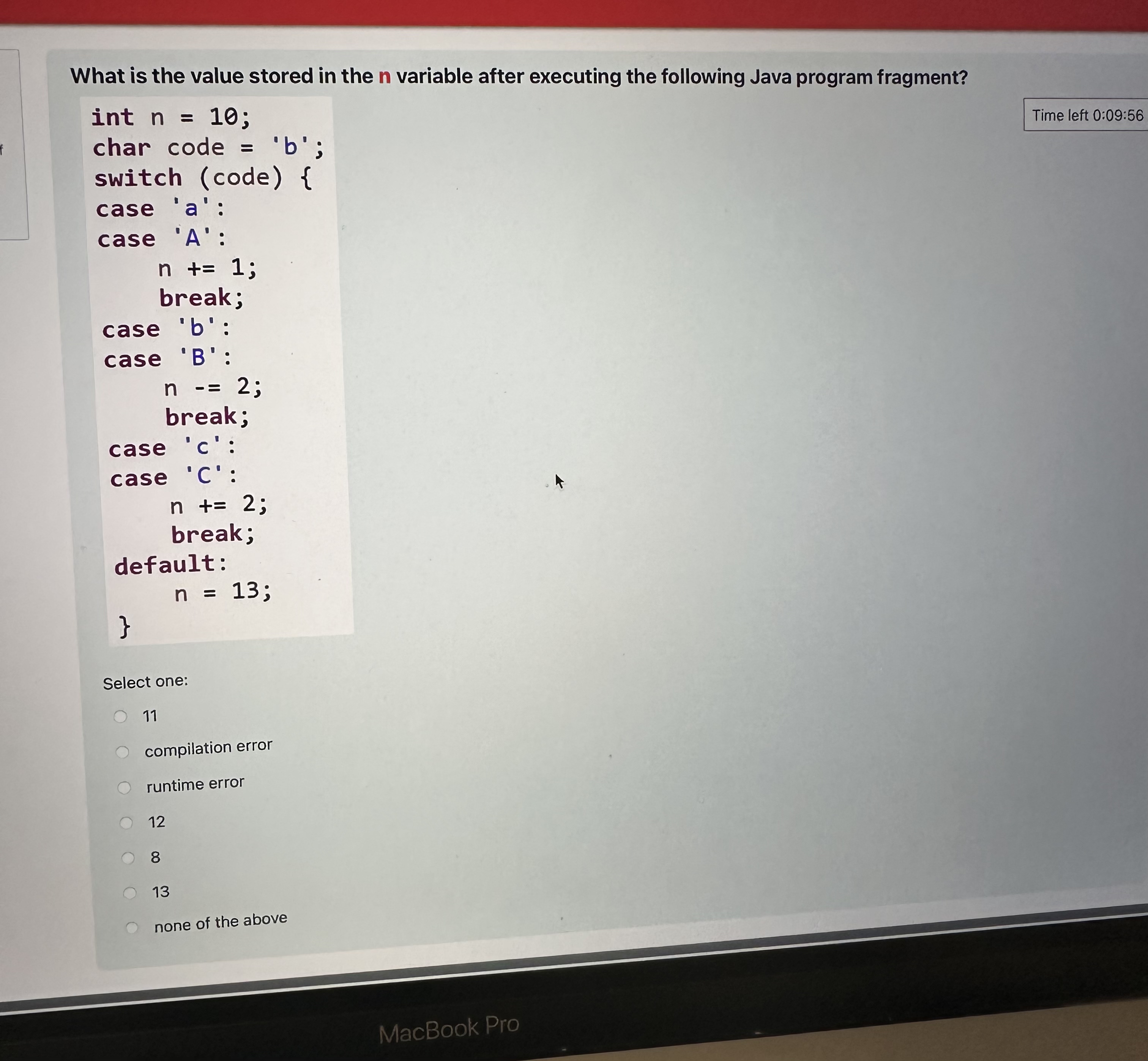 What is the value stored in the n variable after