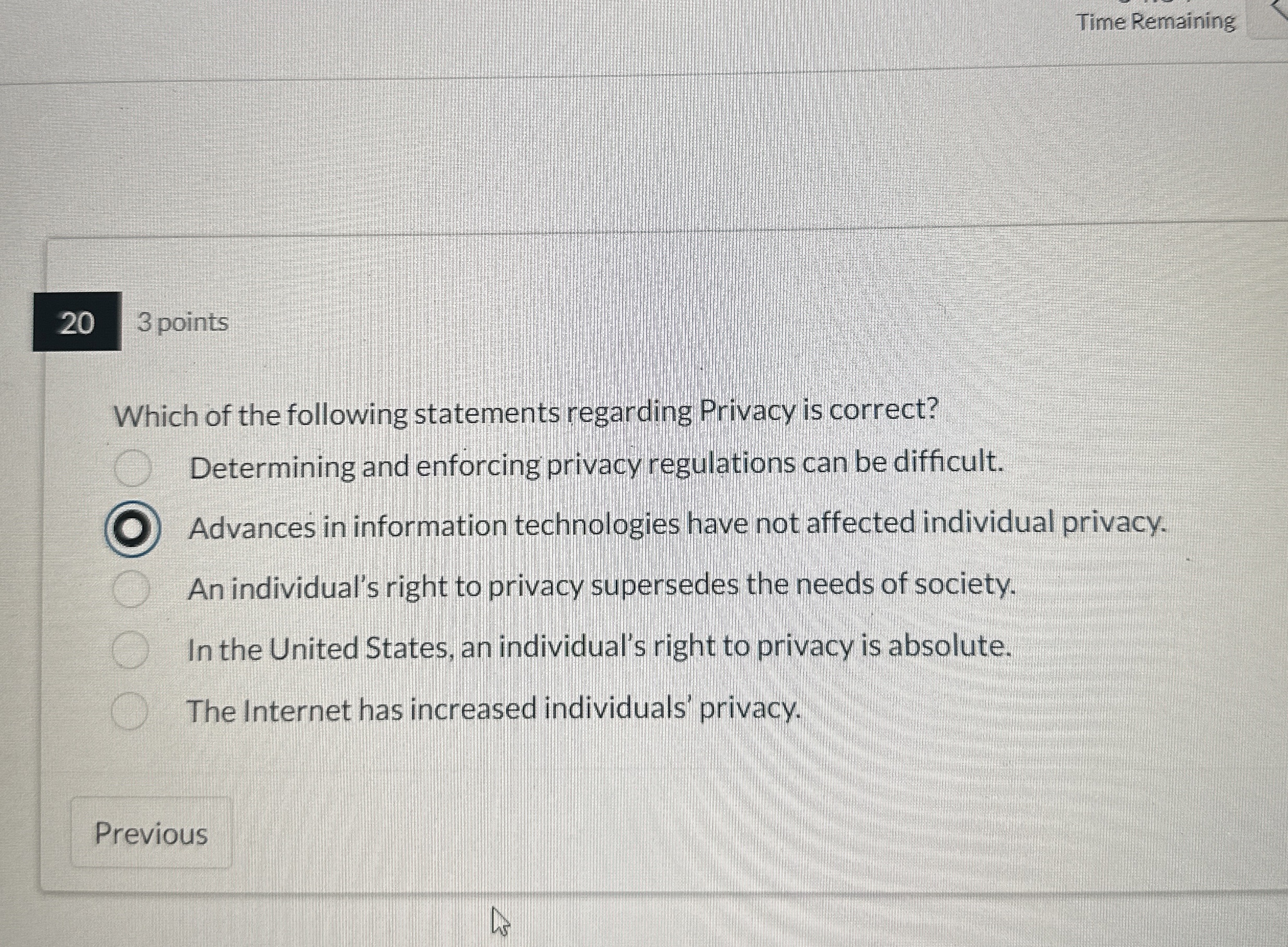 3 points Which of the following statements