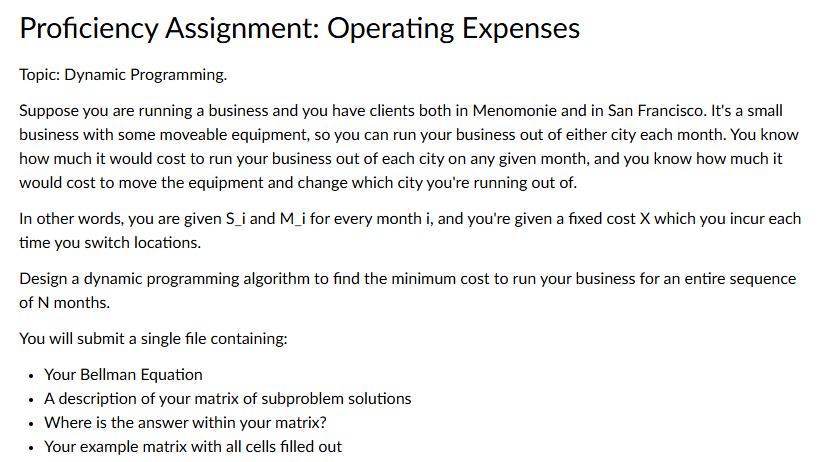 Proficiency Assignment: Operating Expenses Topic: