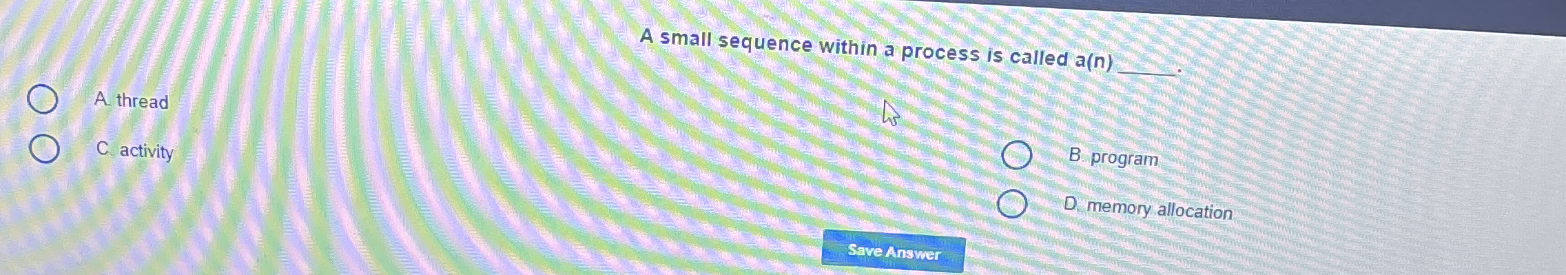 A small sequence within a process is called a ( n