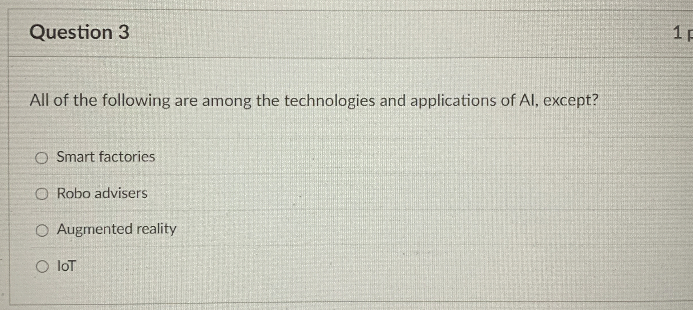 Question 3 All of the following are among the