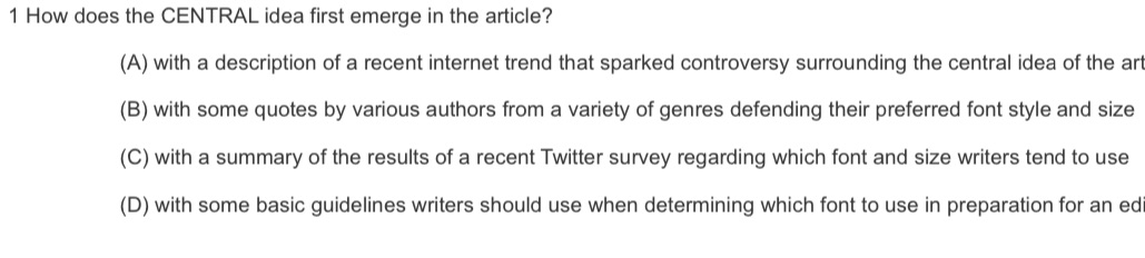 1 How does the CENTRAL idea first emerge in the