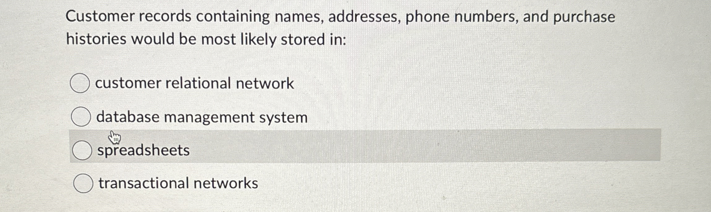 Customer records containing names, addresses,