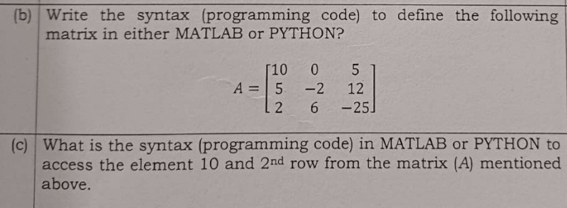 ( b ) Write the syntax ( programming code ) to