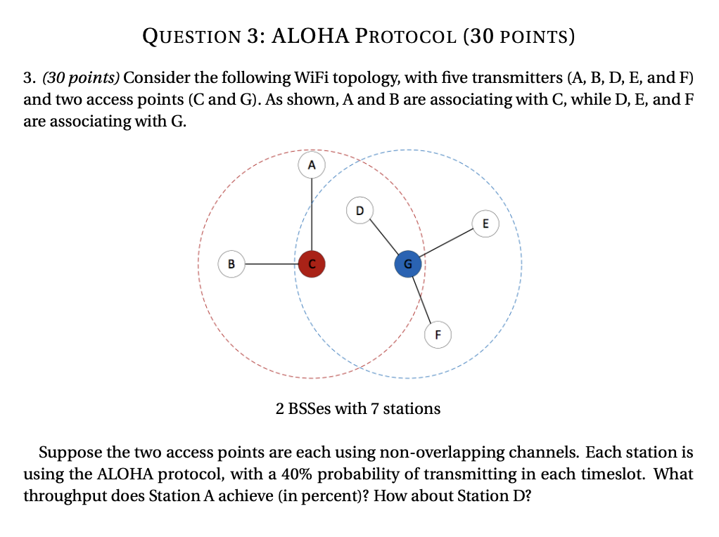 QUESTION 3 : ALOHA PROTOCOL ( 3 0 POINTS ) ( 3 0