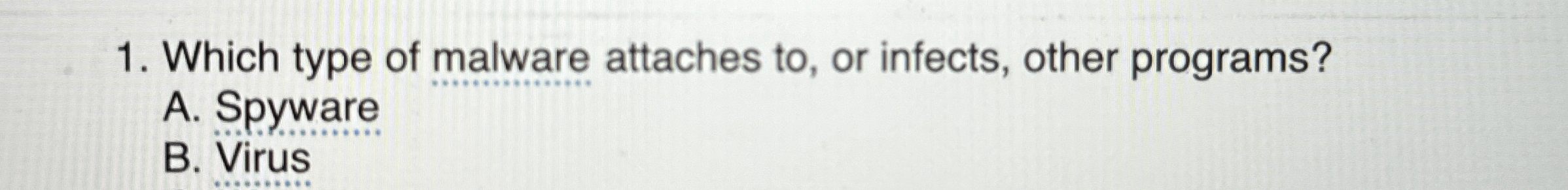 Which type of malware attaches to , or infects,