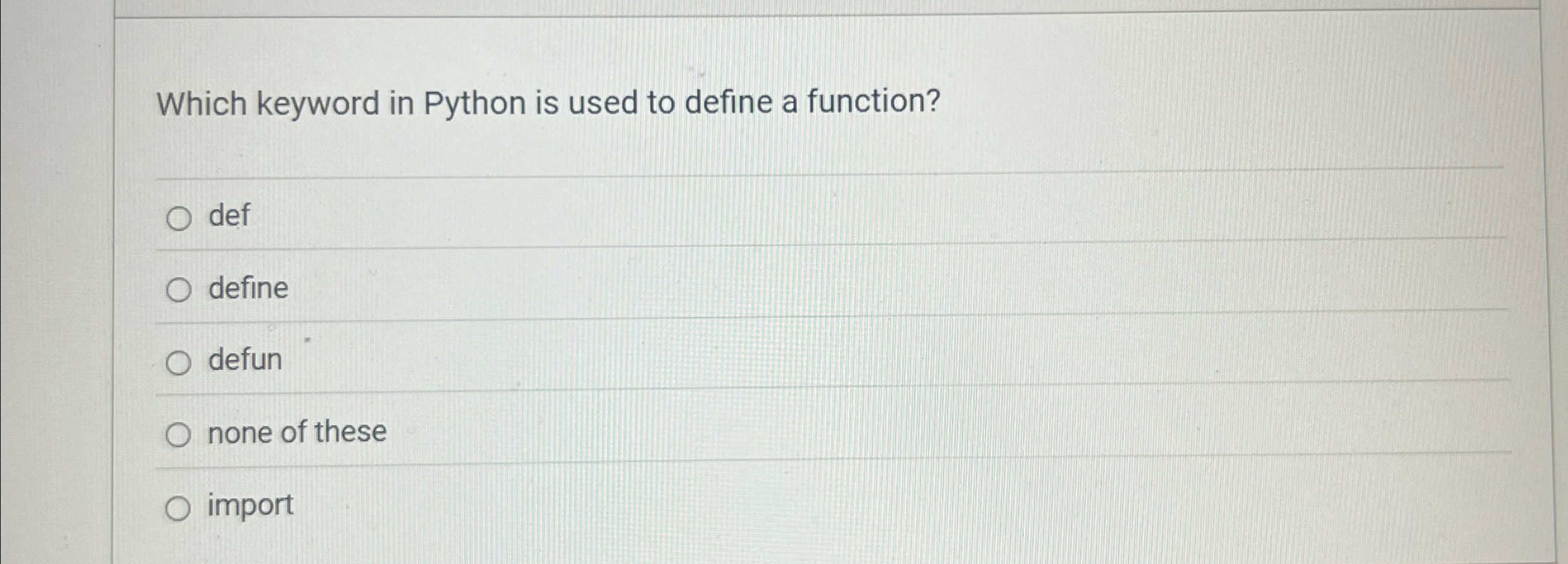 Which keyword in Python is used to define a