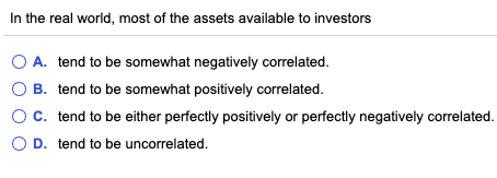 Question 7 As the correlation coefficient between