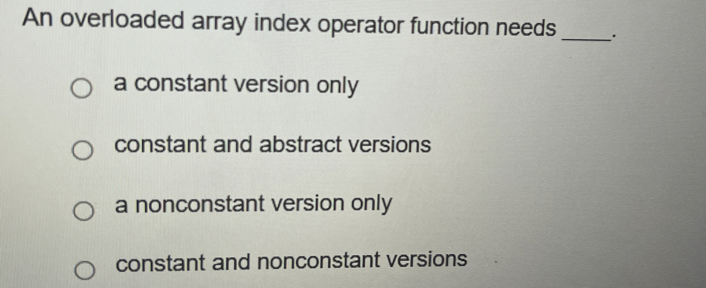 An overloaded array index operator function needs